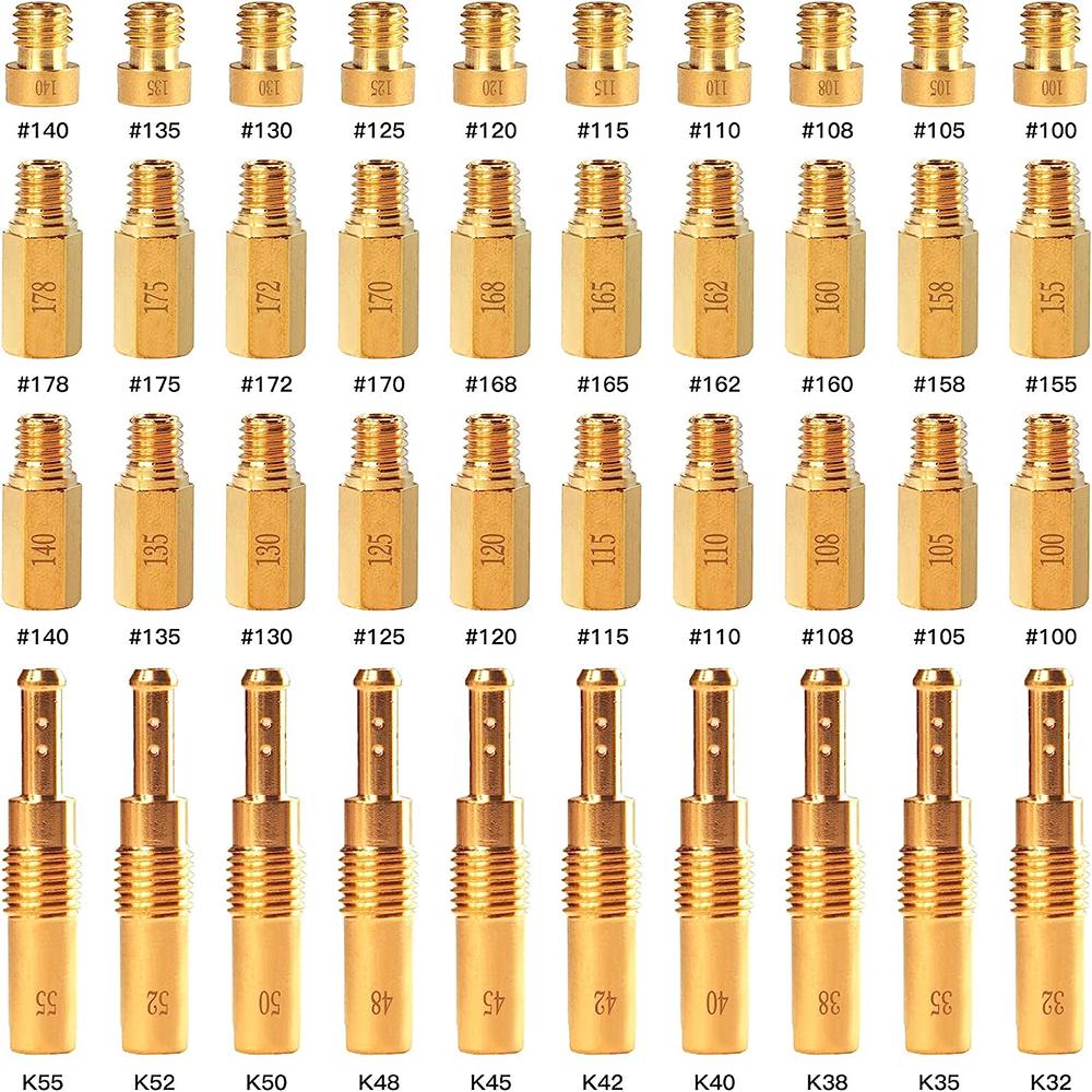 40PCS Carburetor Main Jet Slow Pilot Jet Kit Include 30pcs Main Jets and 10pcs Slow Pilot Jet for PWK Keihin OKO CVK Crab 40PCS