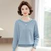Middle-aged and Old Women's Clothing Spring and Autumn New Bottoming Shirt Top Middle-aged Mother Spring Fashion Long-sleeved Knitted Shirt Thin