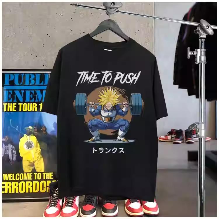 

Dragon Ball Z Trunks Short-sleeved T-shirt Heavy Cotton Printing Loose Retro American Street Men and Women Versatile 4XL