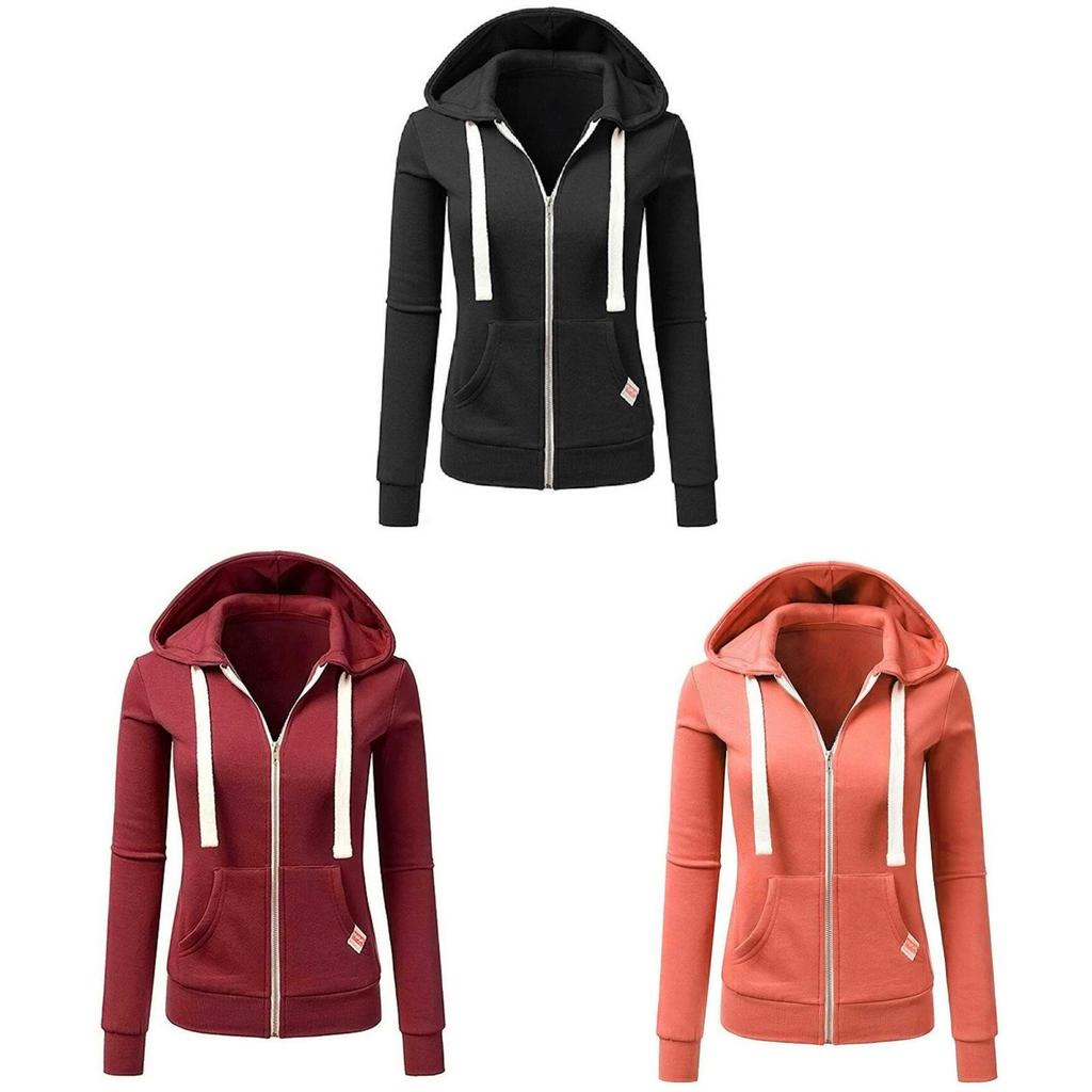 Womens Hoodie With Pockets And Zipper For Casual Wear In Polyester Fabric