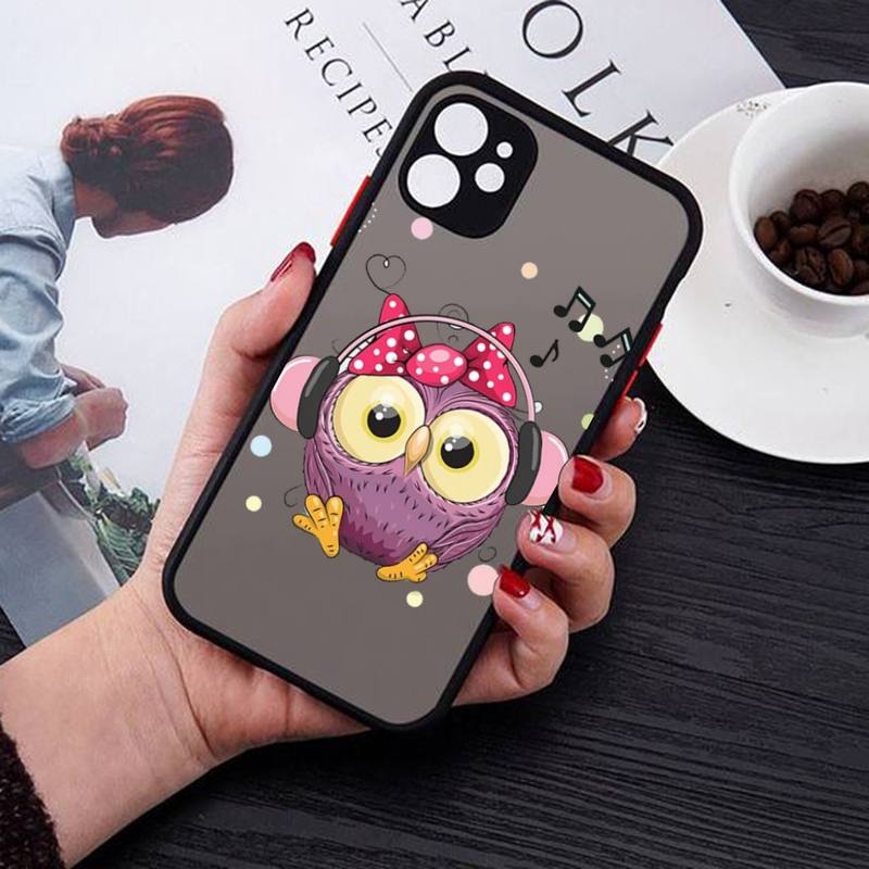 Cute Owl Phone Case for iPhone X XR XS 7 8 Plus 11 12 13 Pro MAX 13mini Translucent Matte Case