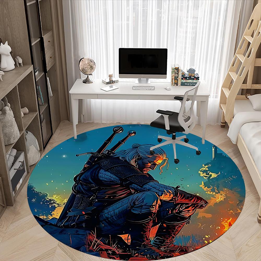 1PC Warrior Armor Office Round Rug, Non-slip, Soft and Durable Office Rug for Interior Decoration, Perfect for Office, Beautiful Decoration