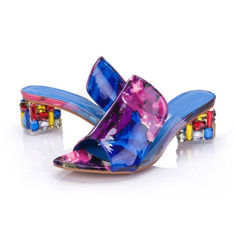 Elegant Crystal Sandals For Women With Heels Peep-toe Design Perfect For Summer