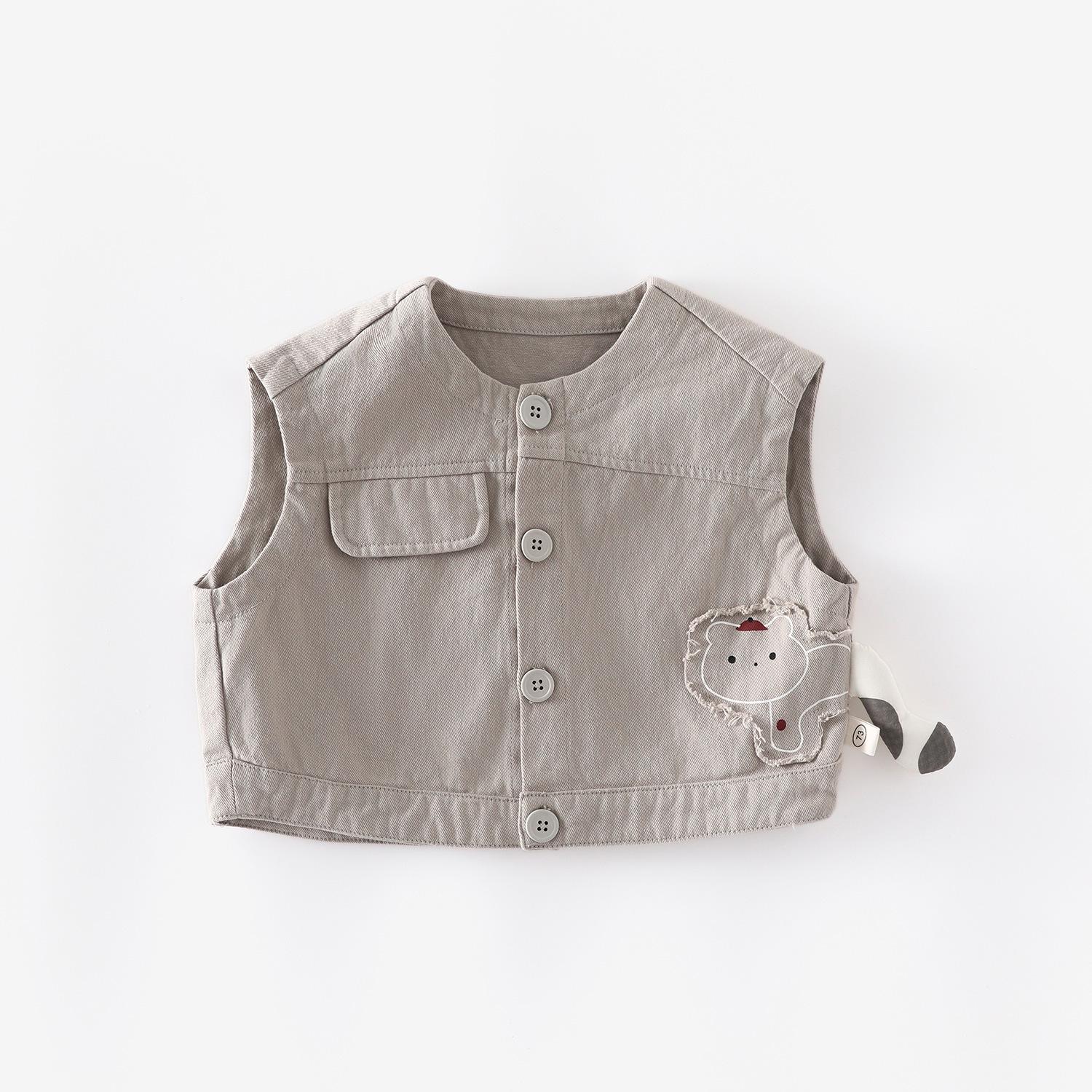 

Kids 3D Tail Patchwork Vest - Autumn 2025 Collection: Stylish Single-Breasted Solid Color Top for Girls 80