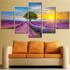 5 Pieces Sunset Lavender Flowers HD Printed Canvas Modular Wall Art Aesthetic Landscape Picture Room Decoration Poster