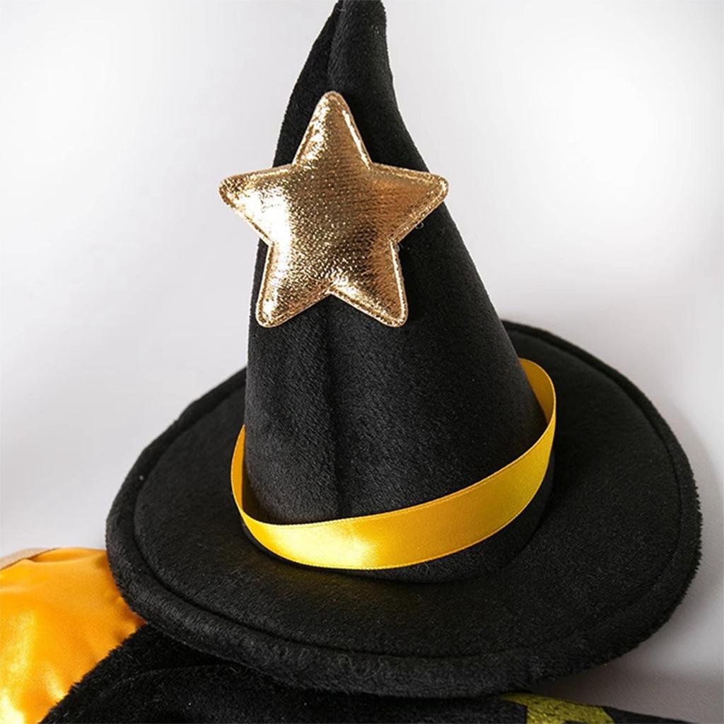 Halloween Dog Cape Costume With Hat Pet Cape Set Bat/Pumpkin/Star Black Orange And Gold Spider Print