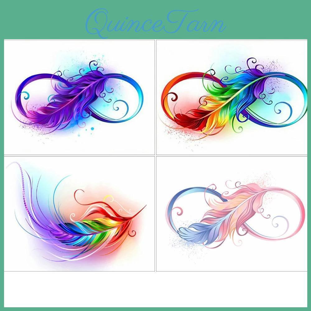Colorful Painting Diamond 5d Diy Magic Feathers Diamond Embroidery Cross Stitch Kit Full Rhinestone Mosaic Home Decor