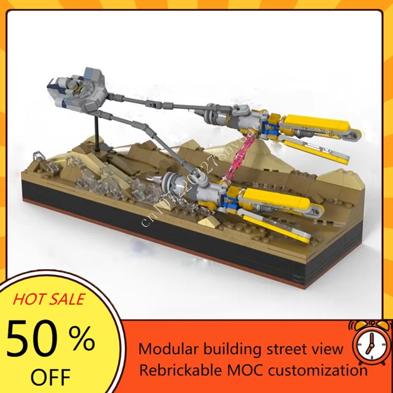 446PCS Episode Micro Diorama Pod Racing Space War Military MOC SpaceShip Battle Assembly Education Custom Puzzle Model Toy Gift