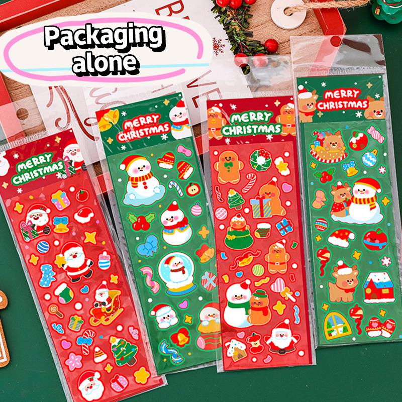 10Pcs Creative Christmas Stickers Kids Cartoon Decorations Stickers Student Diy Material Stationery Stickers Christmas Gifts