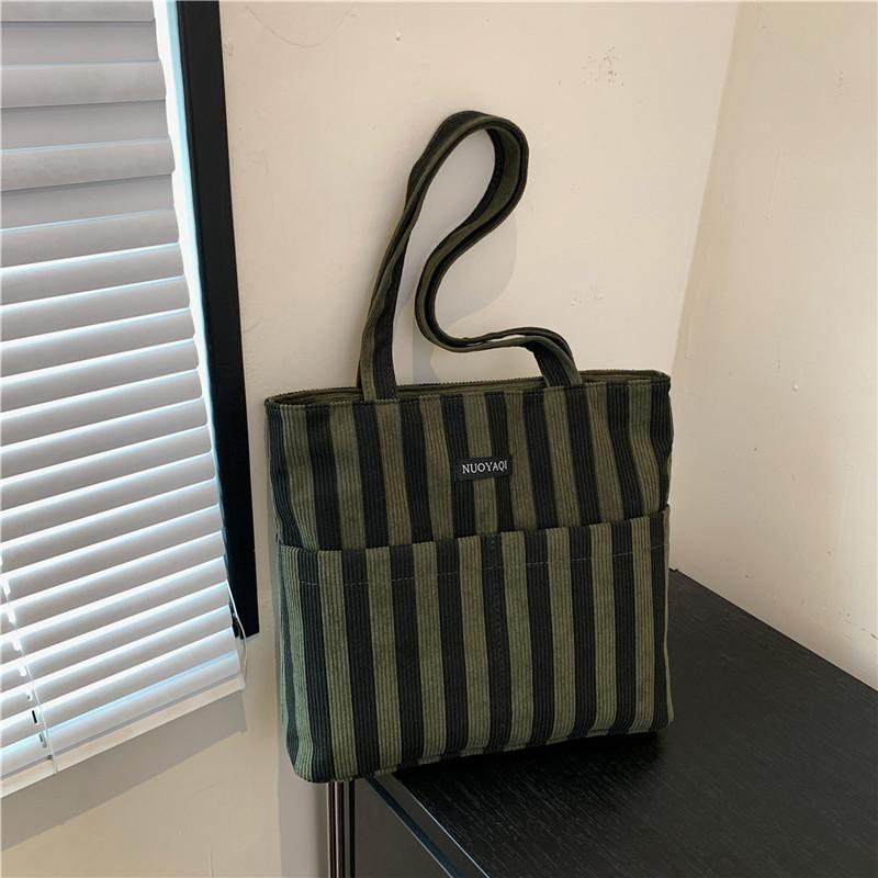 Corduroy bag, new women's bag, fashionable stripe, versatile shoulder bag, bag, one piece