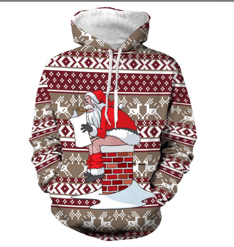 3D hoodie, casual men's sweater 3D printed hooded sweater, Christmas pattern direct supply