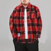 Lapel Long Sleeves Patch Pocket Single Breasted Shirt Coat Men Spring Autumn Plaid Print Loose Casual Shirt Streetwear