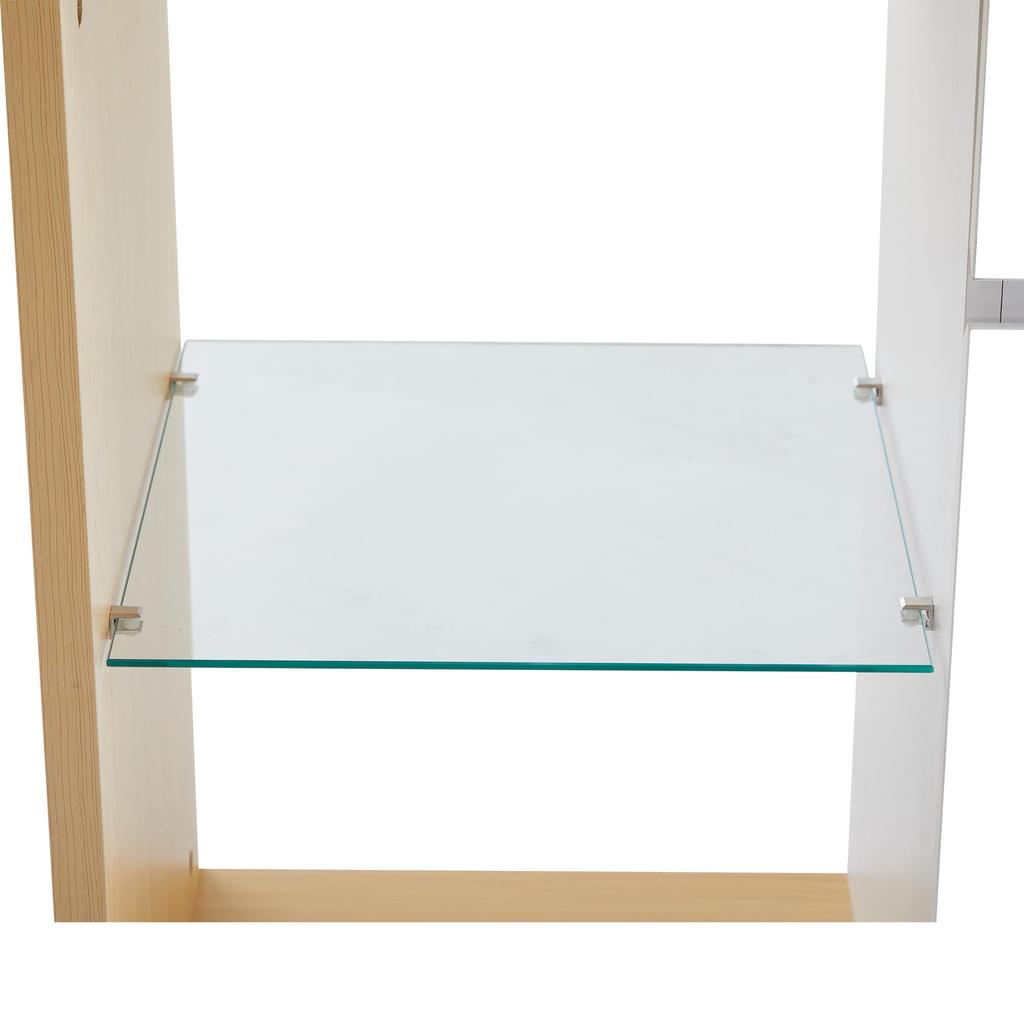 Sideboard Chest of Drawers LED 2 Doors & 2 Drawers & Glass Shelf, Buffet Highboard Ample Storage, Buffets Dining Room Living Room, White & Oak