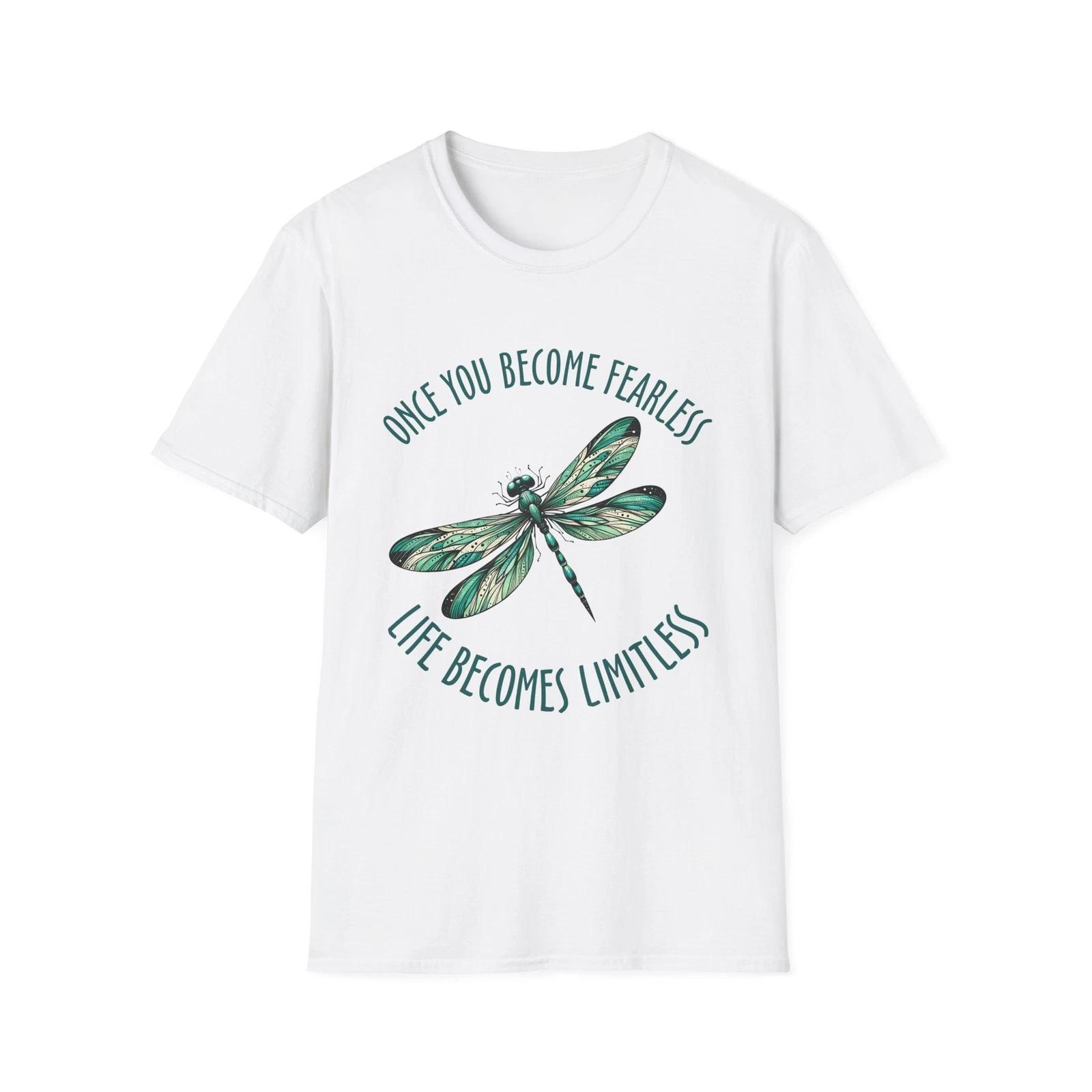 Fearless Dragonfly Tee - Inspirational Shirt for Nature Lovers, Gifts for XL