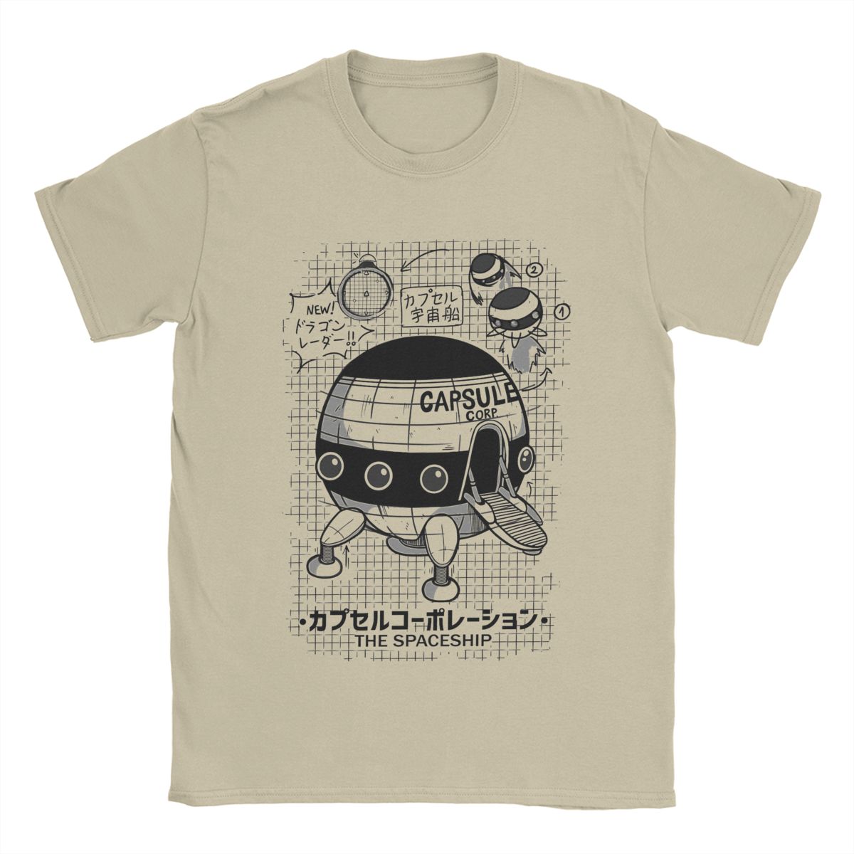 Men TShirts Capsule Corp Spaceship Funny Cotton Tee Shirt Short Sleeve Anime DBZing T Shirt Crew Neck Tops Breathable Cotton XL