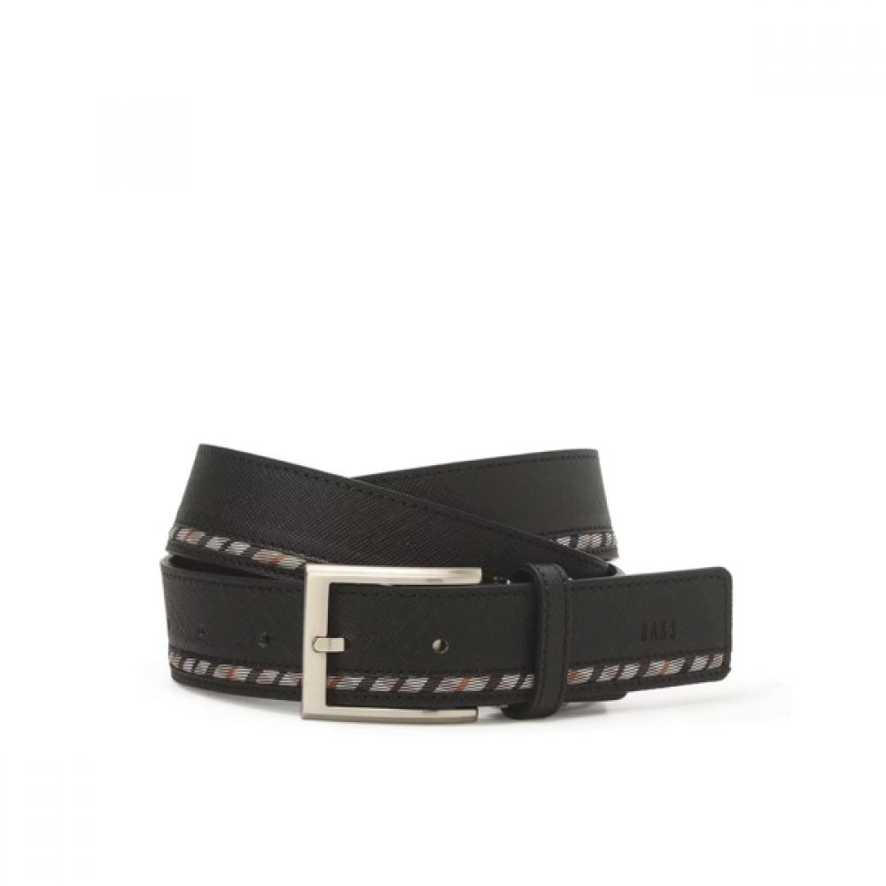 Daks Black Check Line Strap Cowhide Bit Belt Dbbe6e201bk