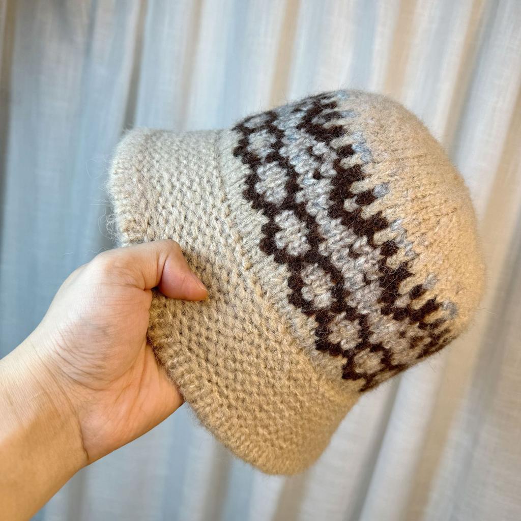 Jacquard Knitted Wool Basin Hat Women's Autumn and Winter Cold and Warm Bucket Hat