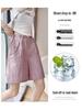 Women's Pink Quick-Dry High Waist Cargo Shorts - Loose, Lightweight, Wide-Leg Summer Sports Pants.