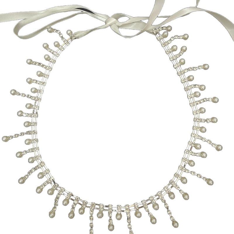 Bridal Fashion Elegance Pearl Pendant Diamond Belt Waist Chain