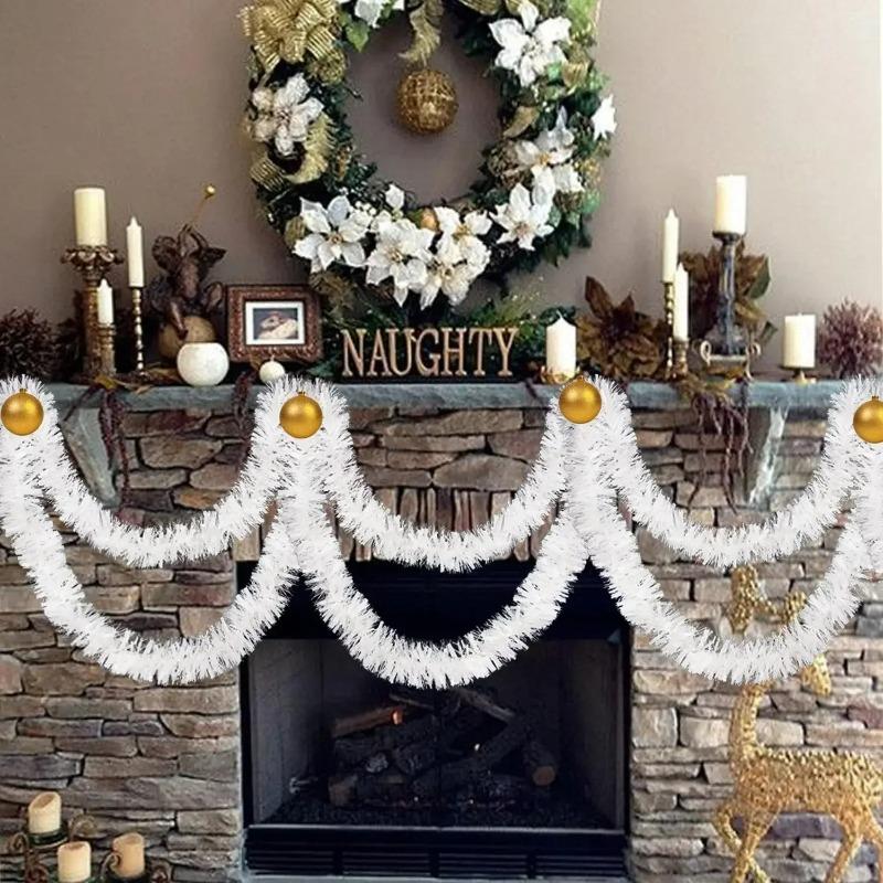 30/2M Halloween Tinsel Garland Black White Cane Ribbon Christmas Wreath DIY Home Xmas Tree Ornaments New Year Party Decoration