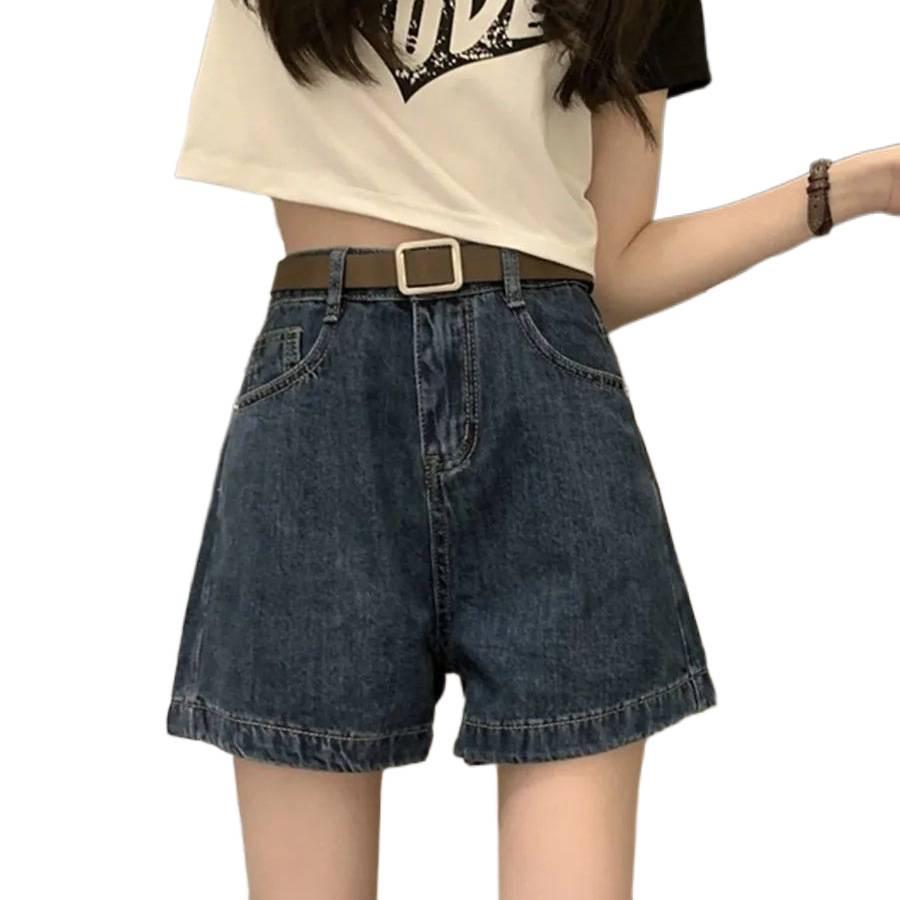 Summer 2026 High-Waist Retro A-Line Wide-Leg Jeans Shorts for Women
