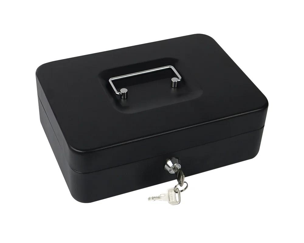 Black Steel Cash Box with Key Lock Hdwr Hd-Cb15