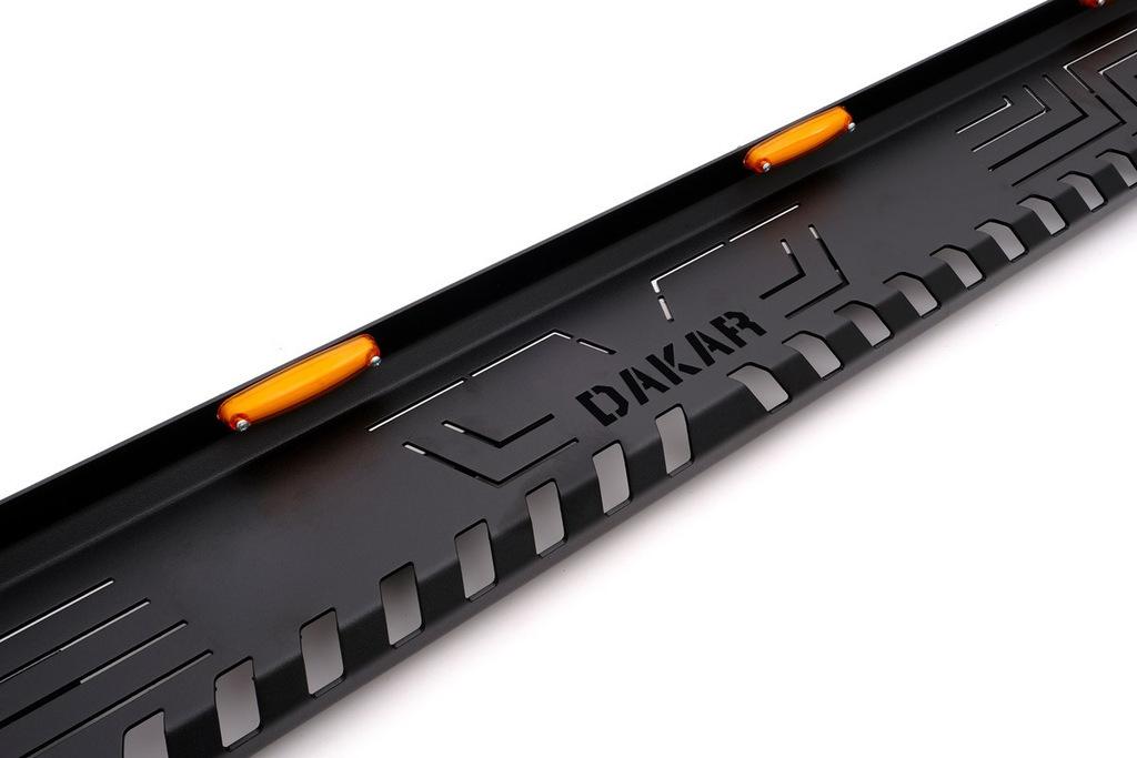 Боковые пороги Dakar V1 с LED (2 шт, металл) для Toyota Hilux 2015- гг