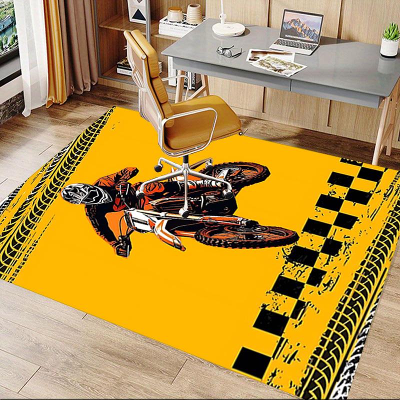 1PC Motocross Dirtbike Non-Slip Floor Carpet Compatible for Office&Living Room&Bedroom&Dining room - Flat-Weave Machine-W304