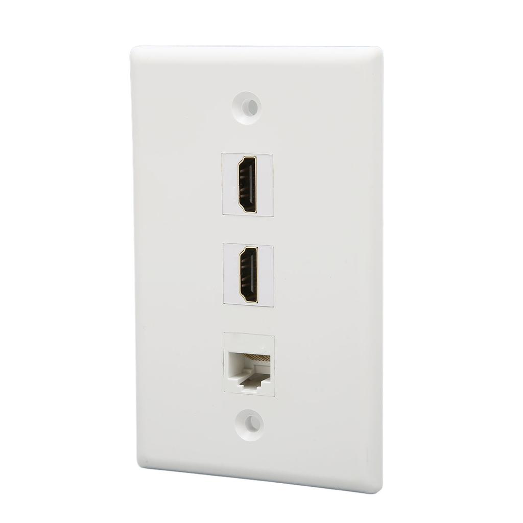 2 Port 4K HD Multimedia Interface Ethernet Wall Plate Soldering Free 1 Port Cat6 Keystone Wall
