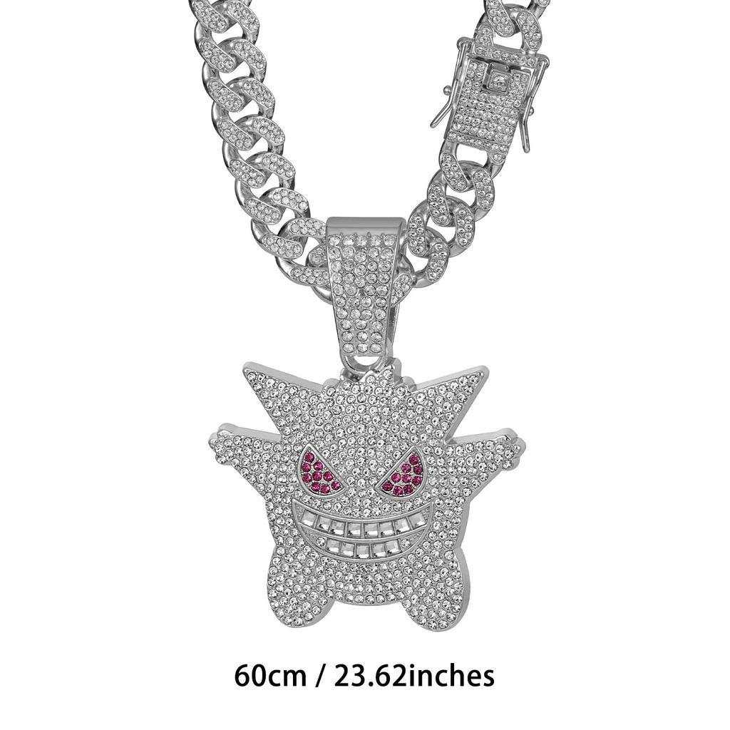 Hot-selling Anime Gengui Elf Diamond-encrusted European and American Style Hip-hop Cuban Chain Trendy Men's Necklace Jewelry