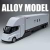 1:32 Lega Semi Elettrico Semi Rimorchio Camion Testa Auto Modello Diecast Container Trasporto Camion Veicoli Auto Modello Suono Luci Giocattoli