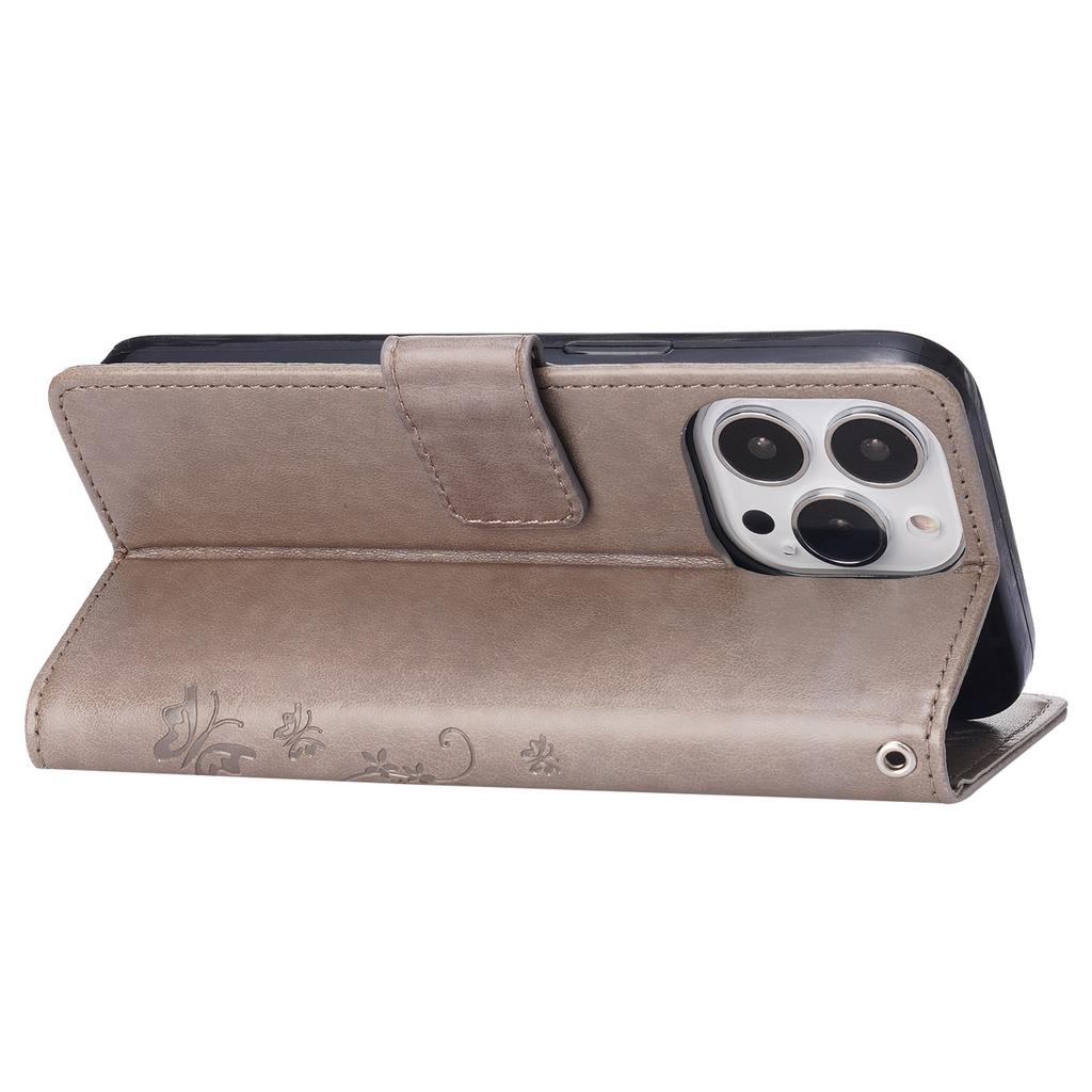 For iPhone 16 Pro Case Shockproof Butterfly Floral Leather Flip Phone Cover