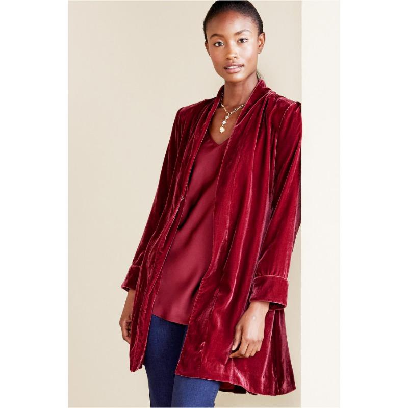 Women's Street Trend Velvet Long Blazer Cardigan New Long Sleeve Trench Coat