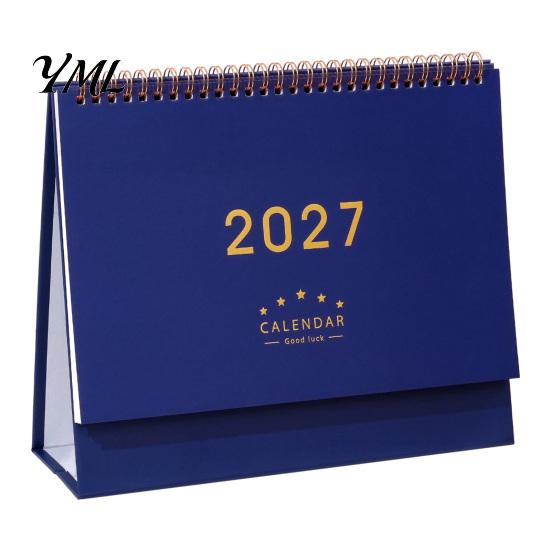 Small Desk Planner 2027 Calendar, Standing Flip Desktop Minimalist Gold Foil Cover Monthly Organizer for Planner, Thick Paper Note Taking, Office Home