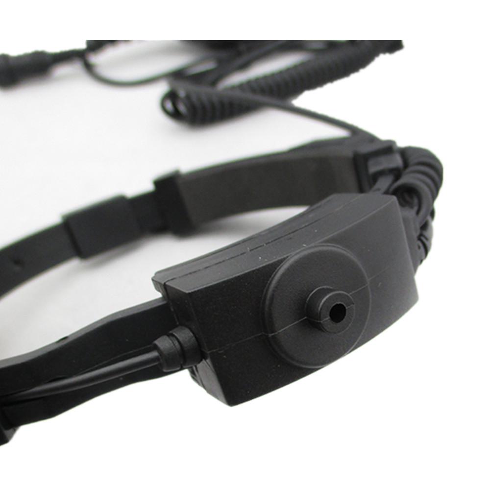 Meiteke Tactical Noise-Cancelling Walkie-Talkie Earpiece with Throat Vibration, Retractable Mic, and Large PTT Button.