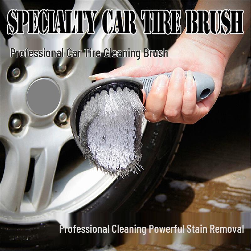 Bent Handle Car Wash & Tire Brush - Non-slip, Strong Stain Removal Tool for Wheel Cleaning