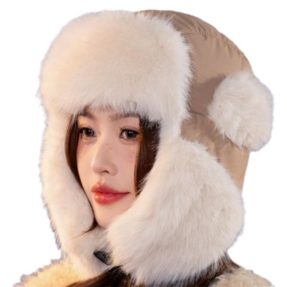 Keep Warm Winter Bomber Hat Fluffy Earflap Bonnet Trendy Lei Feng Cap  for Women