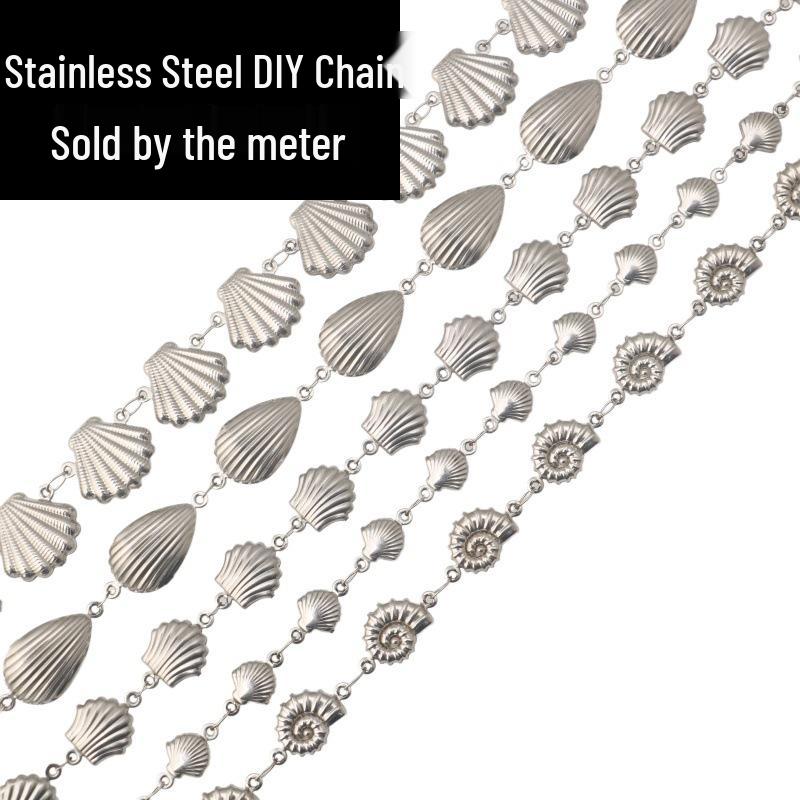 Stainless Steel Seashell Snail Hollow Chain for DIY Jewelry Necklace and Bracelet Making