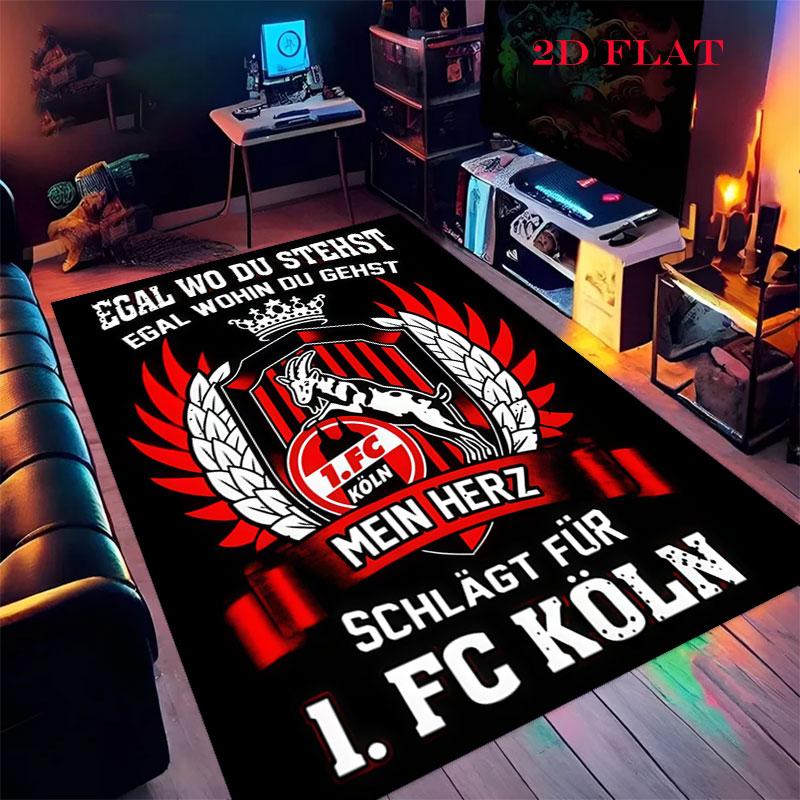 1. Poster FC Köln Tappeto per Soggiorno Camera da Letto Casa Decorazione Divano, Tappetino Antiscivolo per Giochi Bambini