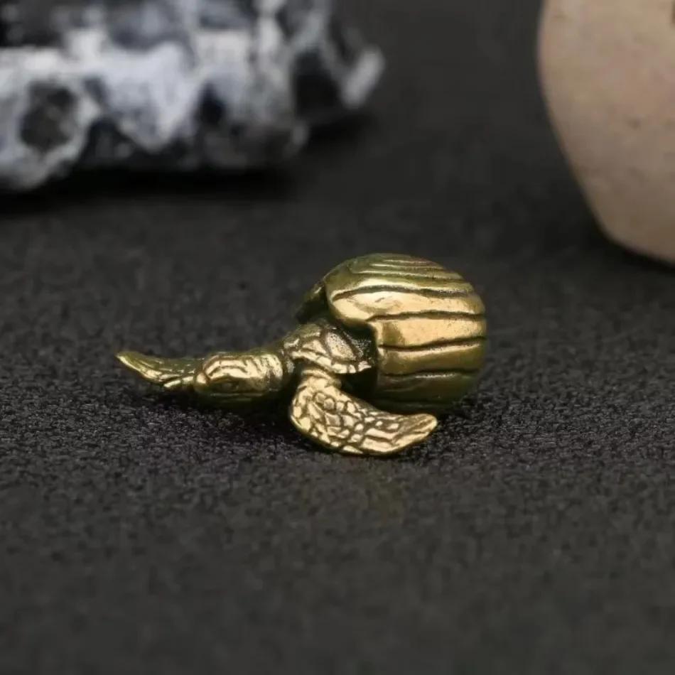 New Antique Brass Turtle Ornaments Childlike Cute Little Turtle Tea Pet Desktop Ornaments Handicrafts