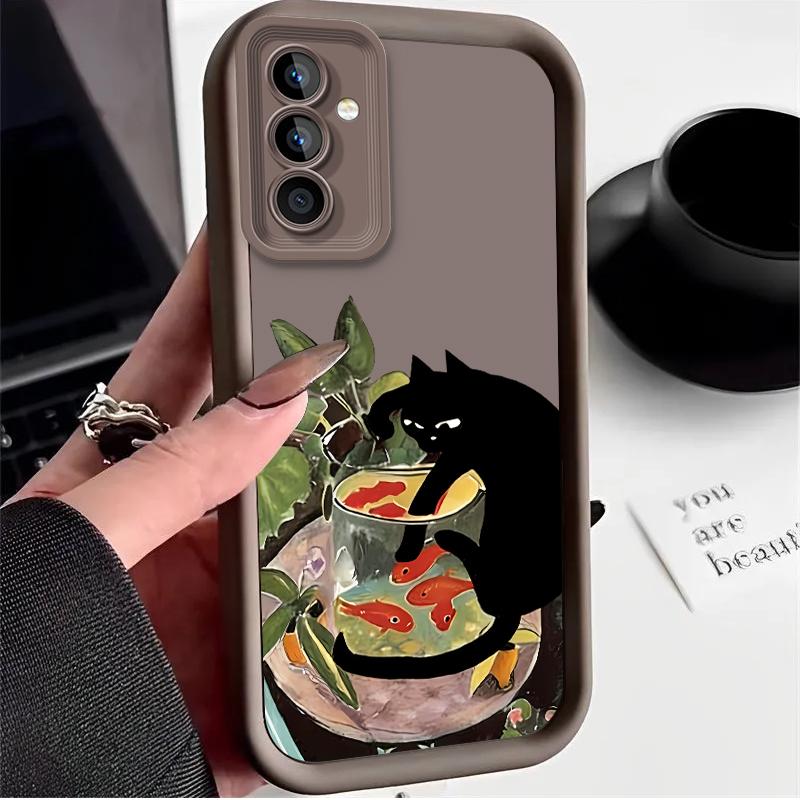 

The Lying Black Cat Case for Samsung Galaxy A53 A50 A50S A36 5G A35 A34 A33 A32 A30 A26 A24 A23 A22 A20 A16 A15 A14 A13 4G Cover Galaxy M35 5G