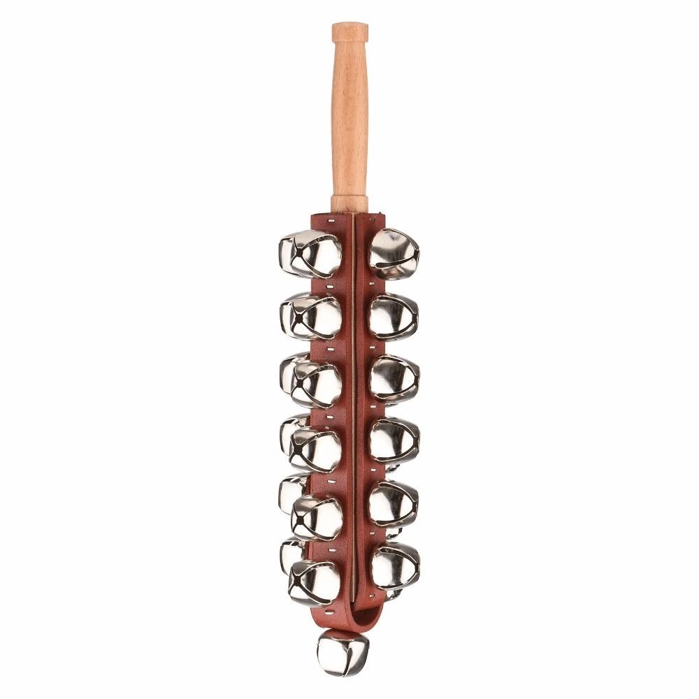 Wood & Stainless Steel Jingle Bell Stick Red Wooden Shaker Stick For Party