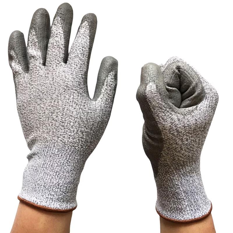 Tiandun PU Coated HPPE Level 5 Cut-Resistant Work Gloves
