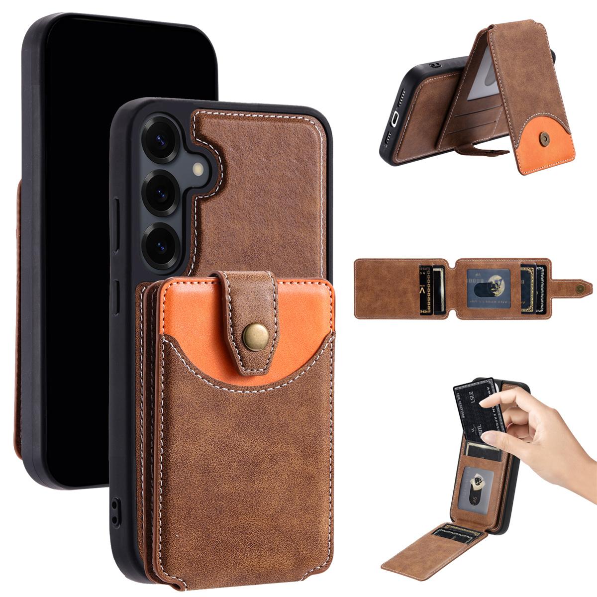 

Универсальный магнитный чехол-держатель для карт для Samsung Galaxy S20-S25 и A-серии | Кошелек + Подставка + Беспроводная зарядка (6 цветов) Samsung Galaxy M13 5G коричневый