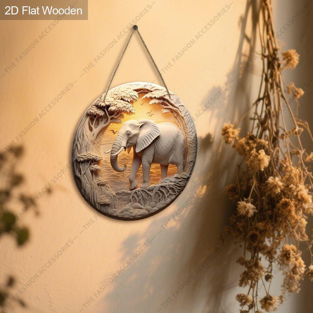 2D Flat Hanging Decorative Signs, Interior Wall or Door Decoration, Garden Decoration, Elephant Pattern, Interesting Gifts for Family and Friends