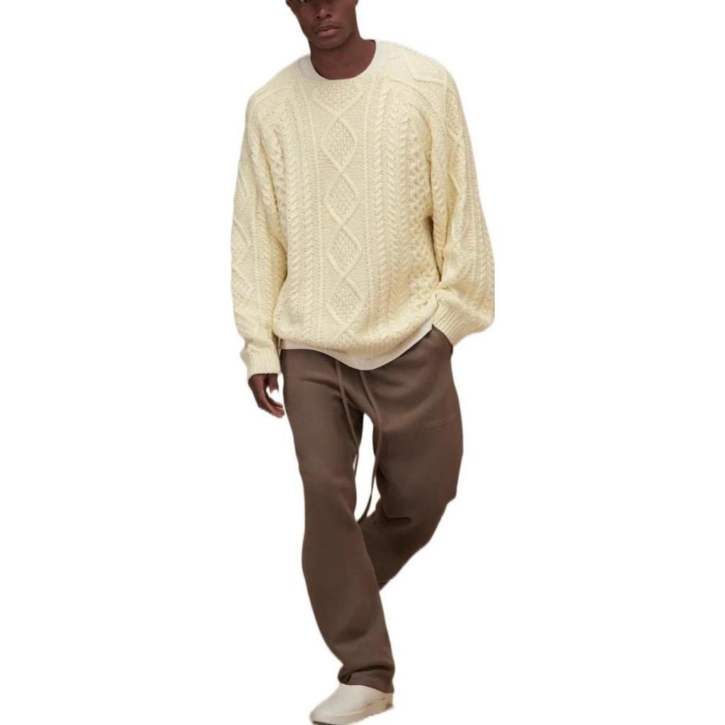 Fear of God Essentials FW22 Cable Knit Crewneck Sweater Unisex Tops Canary-Yellow FOG-FW22-403