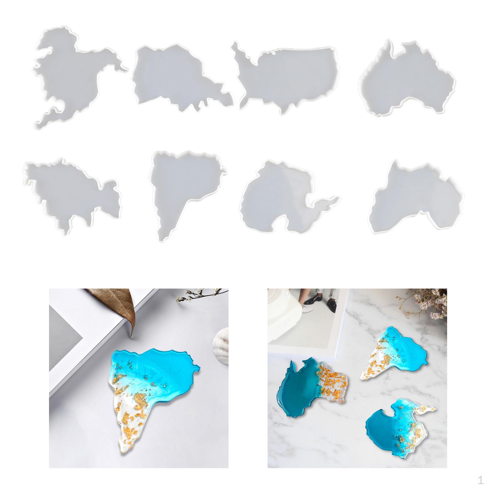 8Pcs Coasters Resin Casting Creative DIY Craft Epoxy Artwork
