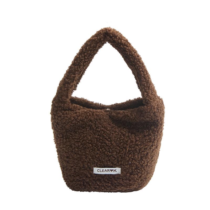 Plush Personality Trend Lamb Fluffy Autumn and Winter New Model Fluffy Crossbody Portable Bucket Bag Woman