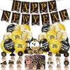 2026 Happy New Year Party Balloon Black Gold New Year Banner 2026 Number Balloons Home Happy 2026 New Year Party Decorations