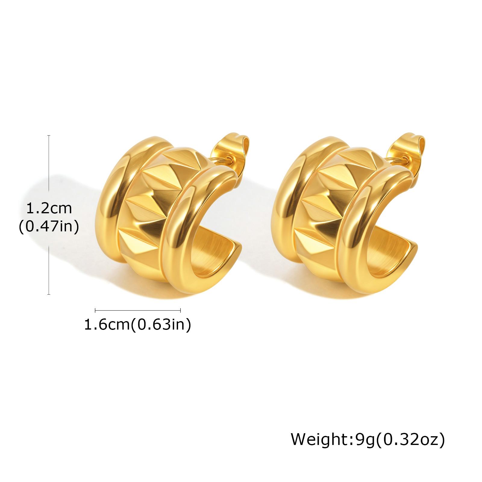 

Unique C-Shaped Hook Earrings For Women, Gold Plated Stainless Steel Stud Earrings, Elegant Exquisite Jewelry Party Premium Gift